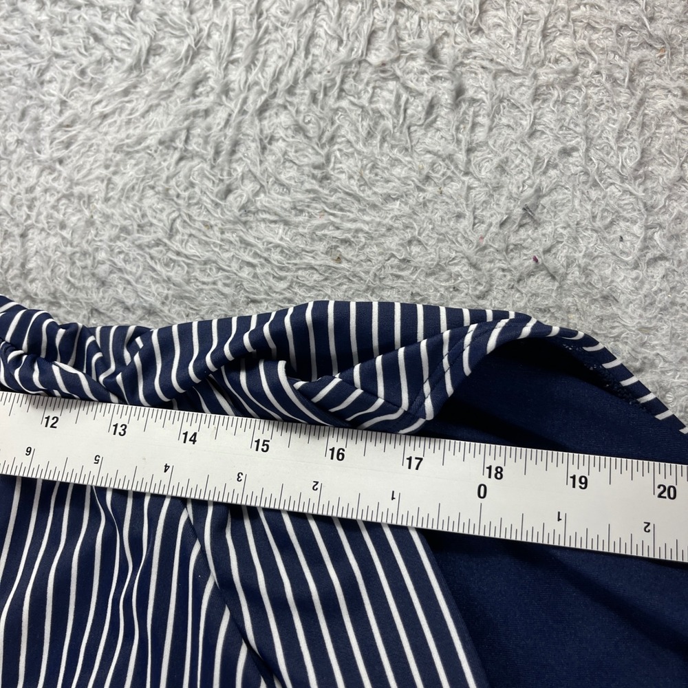 GapBody Navy Blue White Striped Ruched Halter One Piece Swimsuit Large - Picture 6 of 9